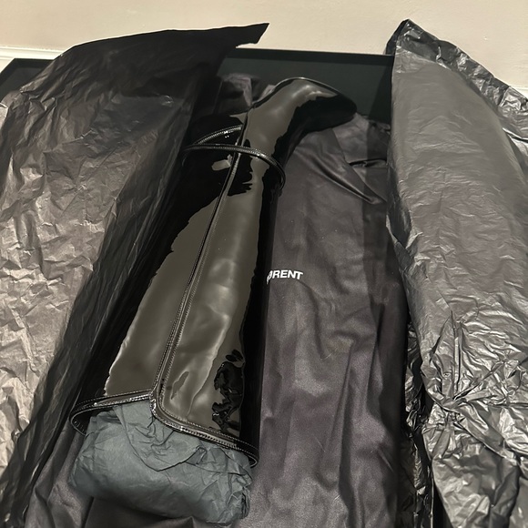SAINT LAURENT Vernice Grupy Patent Leather High Knee Boots-Italy Size 38 - Picture 5 of 16